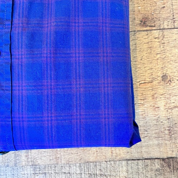 7 For All Mankind Blue Plaid Men's Dress Shirt Medium Cotton Plain Front - Picture 8 of 8